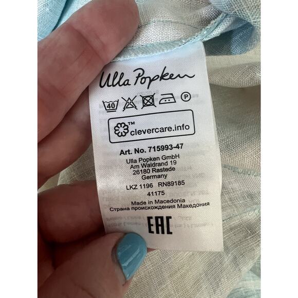 SELECTION ULLA POPKEN Plus 100% Linen Hawaiian Floral Blouse Midi Dress - Picture 13 of 16